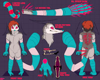 Jackson reference sheet (fursuit version) by BardoEnKrisis - reference sheet, alien, jackson, oc, fursuit, fursona, opossum, sona, possum, fursuit reference, xeno, character design, fursuit reference sheet