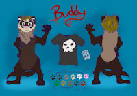 Ref Sheet - Buddy by Gothicat - male, ferret