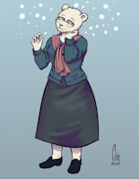 Gentle Ouly by LemmyNiscuit - female, bear, clothed, skirt, smile, wave, shoes, f/solo, polar bear, ursine, elderly, female/solo