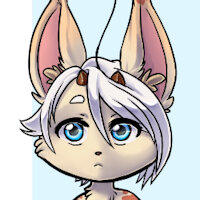 Róisín Mogki - Ref Sheet by MozameMogki - female, young, moogle, ref sheet, blue eyes, white hair, hybrid species, pom pom, large tail, hybrid dragon, cream fur, young girl, young child, hybrid moogle, branded dragon