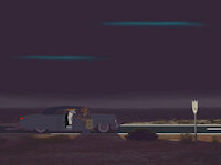 Getting a Ride by moyomongoose - wolf, male, car, storm, ferret, new mexico, year 1960