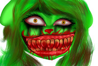 Say Bleed to the eyes by FlimmybearHtf11 - creepy, smiling, headshot, bloody