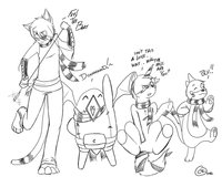 Rally The Len's by RallyReki - cat, feline, bui, male, dance, scarf, equine, demon, tail, dancing, pokemon, pony, penguin, m, weasel, glowstick, buizel, prinny, minion, henchman, glow stick, felidae, ponysona, mlp sona, water weasel
