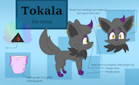 Tokala Reference Sheet by HydroFTT - babyfur, diaper, fox, female, purple, pokemon, design, oc, vulpine, reference, earrings, training pants, zorua, hydroftt, kidfur, trainers, peony, tokala, pokemon oc, psychic type, dark type, delta species