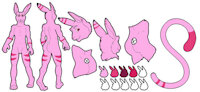 Pinks refsheet by SnowyTheArcticFox - cat, cabbit, male, rabbit, ref sheet, long ears