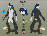 Maho's Reference - by LadyDarkstreak by mahogato - cat, feline, male, reference sheet, rainbow, collar, bell, bracelet, kyma, maho