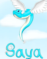 Saya SFW Ref by SACREDDigital - female, sky, clouds, snake, reptile, feathers, winged, blue eyes, cloud, serpent, blue scales, winged snake, serpentine, nymph snake