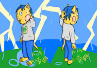 S&eacute;bastien Fuan, The Froggy Cat (New Version) by Furodetan - cat, feline, male, rain, rubber, frog, amphibian, oc, fursona, raincoat