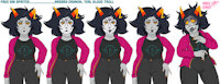 Masary Daymon sprites (sim style) by BardoEnKrisis - female, teal, makeup, alien, multiple, troll, horns, oc, standing, surprised, clown, humanoid, sprites, disgusted, homestuck, bluh, clown makeup, nofurry, trollsona, friendsim, teal blood, trolloc, pesterquest, masary daymon