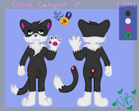 Updated Gene ref by GeneKittyBoi - cat, male, character sheet, domestic cat, tuxedo cat, update
