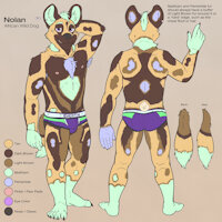 Ref Sheet - Nolan - rSFW by Gebji - male, reference sheet, undies, wild dog
