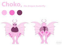 Choko - reference sheet by Marinyah - dragon, female, hybrid, reference sheet, furry, design, character, sheet, fursona, reference, butterfly, refsheet, characterdesign