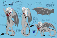 SFW Dawn Ref Sheet (OLD!) by DawnTheDragon - dragon, male, scarf, commision, feral, shy, grey, wings, floof, ref sheet, reference, scars, blue eyes, white hair, sfw, western dragon, antho, head floof, sfw furry, sfw furry art
