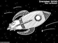 Inktober 2020 - Day 16: Rocket by RenTheCat