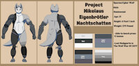 Project Niko by SirBear - wolf, male, cyber, ref sheet, comission, protogen