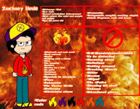 Zak's 2020 reference sheet by MrSGroupArts - reference sheet, guy, human, fire background