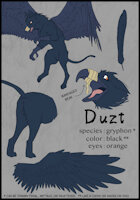Duzt Ref Sheet by Duzt - male, gryphon, raven, crow, feathers