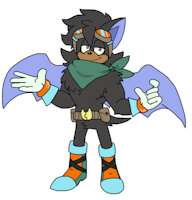 Astro the Bat Ref 2020 by Goshi - male, bat, gay, reference sheet, muscle, buff, muscular, mechanic, gun, wings, refsheet, sonic the hedgehog, sonic fan character, referencesheet, sonic fancharacter, sonic oc, sonic fc, sonicoc, black fruit bat