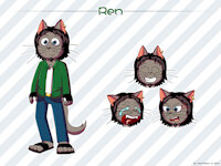 Ren reference 2021 by RenTheCat - cat, green, gray, tail, anthro, blue, black, smile, fur, furry, ref, angry, reference, crying, sandals, graycat