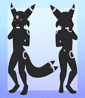 Lalairiu SFW by Floppyorchid - hybrid, teen, pokemon, character sheet, umbreon, espeon, featureless crotch, featureless chest