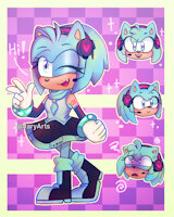 Miku Amy by Jaryarts - girl, fanart, female, anthro, hedgehog, sonic, sega, amy, sonic the hedgehog, amy rose, vocaloid, fan character, miku, sonicthehedgehog, amyrose, miku hatsune, amy rose the hedgehog, amyrosethehedgehog