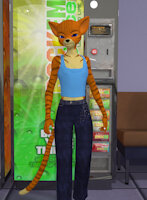 Cassie "Clyde" Arkenstone by Cainesama - feline, reference sheet, pinup, tabby cat, female solo