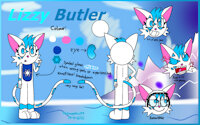 Lizzy reference by Netherkitty - cat, female, character sheet, character reference, whitecat, lizzy, character ref, character design