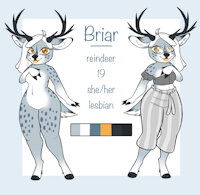 Briar Ref Sheet by SuetonicSonic - girl, female, reference sheet, feminine, anthro, deer, cervine, furry, fem, ref, hooves, oc, antlers, male to female, ref sheet, reference, reindeer, mtf, femm, original character, character design, suetonicsonic