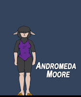 Bonnie and CO: Andromeda Moore reference sheet (update) by BonnieandCo - goat, female, teen, underwear, reference sheet, teenager, black, shy, sheep, swimsuit, reference, grumpy, referencesheet, black sheep, femalesolo, andromeda, bonnieandco