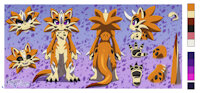 Nowykowski reference sheet 2021 by Nowykowski7 - kemono, cat, feline, female, hybrid, character sheet, exotic, mammal, horned, chimera, margay, original character, female/solo, venomous, female solo