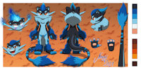 RyleMCChase reference sheet by Nowykowski7 - kemono, cat, feline, male, hybrid, hot, stripes, fire, mammal, chimera, jerboa, original character, male/solo, male solo, blue fire