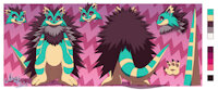 Piros(c)h reference sheet by Nowykowski7 - wolf, male, hybrid, bear, giant, hedgehog, furry, badger, spikes, porcupine, mammal, quills, chimera, original character, male/solo, male solo, furryanthro