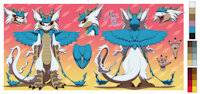 Zyphra reference sheet by Nowykowski7 - kemono, dragon, female, sky, clouds, reptile, horns, dragoness, chimera, original character, chinese dragon, female/solo, female solo, feathered dragon, hybrid dragon