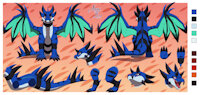 Nocturne reference sheet by Nowykowski7 - dragon, male, stripes, rough, sand, reptile, desert, rock, scalie, airborne, male/solo, male solo