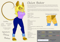 Chloe Baker Quick-Ref by TheRoborandy - female, glasses, reference sheet, mouse, anthro, stripes, stretching, digitigrade, anthropomorphic, tank top, knee-high stockings, wide stance, lounge pants