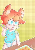 RobbyBunny's by Tanukeart - babyfur, diaper, cub, bunny, male, tail, onesie, food, child, baby, nap, eating, chipmunk, bunny ears, bunny boy, diaperboy, diaperkid, diaperbunny, little bunny, tanurrel
