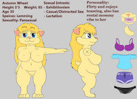 Autumn's Character Sheet by AutumnWheat - female, character sheet, lemming, pomeranian, mother and daughter
