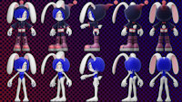 [COMM] Eris Character Sheet by LadyLuna by JustCallMeStent - female, commission, rabbit, character sheet, mobian, sonic oc, 3d render, eris the black mage