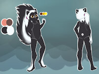 Kailey by LemmyNiscuit - cub, girl, female, skunk, smile, markings, young, swimsuit, ponytail, fluffy tail, big tail, female/solo, young girl, one-piece swimsuit