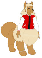 Evan Windsor by TheRoborandy - male, jacket, kangaroo, taur, t-shirt, partial nudity, varsity jacket, eevee-taur