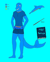 Old Ref for an Old character by Jewelslion - male, magic, reference sheet, magical, dolphin, reference, bottlenose dolphin
