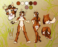 New toon refsheet by Wolfaya - female, wolf, deer, cervine, fey, wolfaya