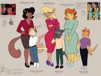 Swat Kats OCs Reference Sheet by Writefag - cat, female, male, reference sheet, size difference, age difference, original character, fan character, callie briggs, swat kats, hanna-barbera, hanna barbera, younger male, turner, hannabarbera, writefag, chocolate callie, percy lynxoln, catherine york, jay guar, ben gally, juliet mcgrimal, tremblay bros