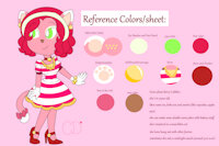 Cobbler the cat by BerryCobbler24 - munchkin cat, cis female, bakery jokes, berry cake theme, pinkish kitty, strawberry cat