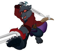 Red by kiamoonfang - male, swordsman, rodent mouse, demon like mouse