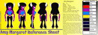Amy Margaret Reference Sheet 2021 (NEW OC) by SimulatorFantastic90 - female, pants, monster, teeth, horns, oc, amy, tank top, heels, cyclops, tanktop, original character, margaret, monstergirl, purple skin, redeye, monster girl, blackhair, purple body, originalcharacter, simulatorfantastic90, amymargaret, amy margaret