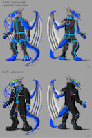 Doran anthro clothing - latex and cyberpunk by Doran - stockings, leather, anthro, latex, suit, rubber, cyber, vest, coat, clothing, boots, tech, bodysuit, outfit, cyberpunk, visor, boot, gauntlets, tron, holographic