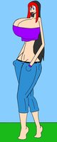 Misty (me) by BabyGirlVivian - dragon, female, hybrid, long hair, human, huge breasts, black hair, red hair, slender hips