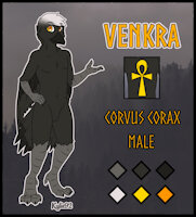 Venkra the Raven by HoneydewFox92 - male, character sheet, avian, crow, reference, sfw, antrho, corvus, corax, kylie92, venkra, honeydewfox92