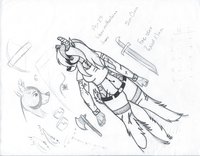 Kyla's ref sheet by Rumble - sketch, reference sheet, bovine, pencil, ref sheet, female/solo, non-inked